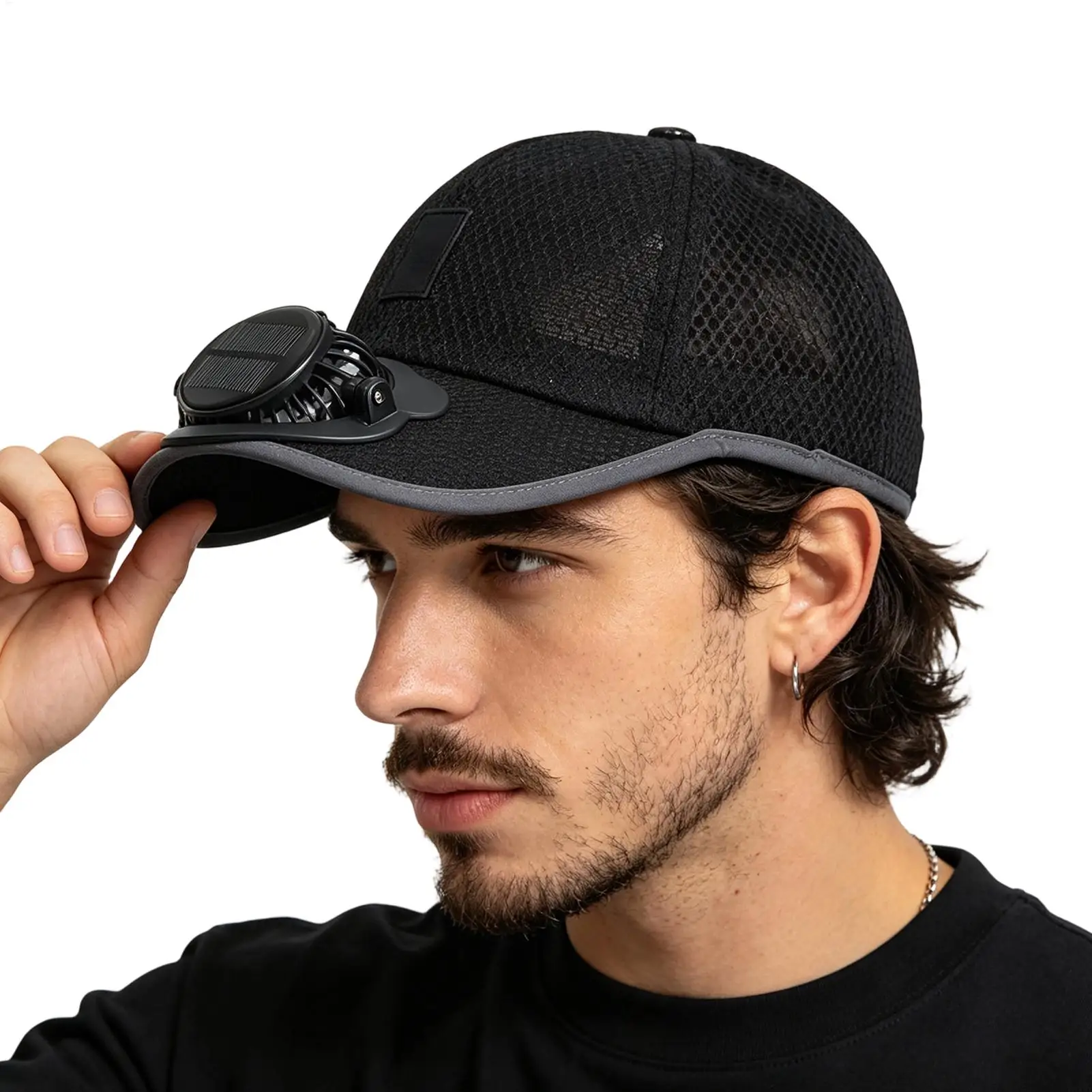 Sun Hat With Fan Wide Brim Moisture-Wicking Fashion Sun Hat With Solar Powered Fan for Summer Beach Travel Garden School Cycling
