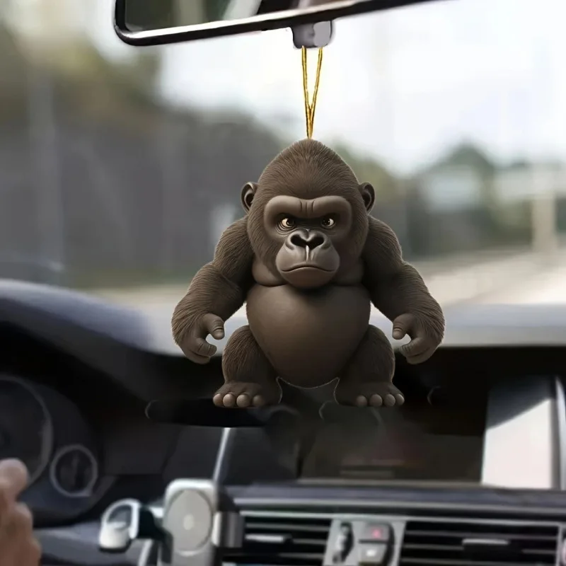 Llavero gorila, llavero plano de Animal 2D, llaveros lindos para llaves de coche, Mini llavero de Animal de dibujos animados