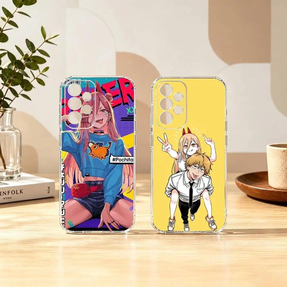 Anime C-Chainsaw Man P-Power  Phone Case For Samsung S25,S24,S21,S22,S23,S30,Ultra,S20,Plus,Fe Transparent Cover