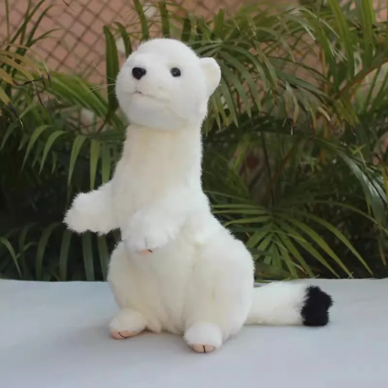 Simulated Animal Stoat Ermine White Weasel Wild Nature Mustela erminea Zoo Model Plush Toy Stuffed Doll Boy Girl Birthday Gift