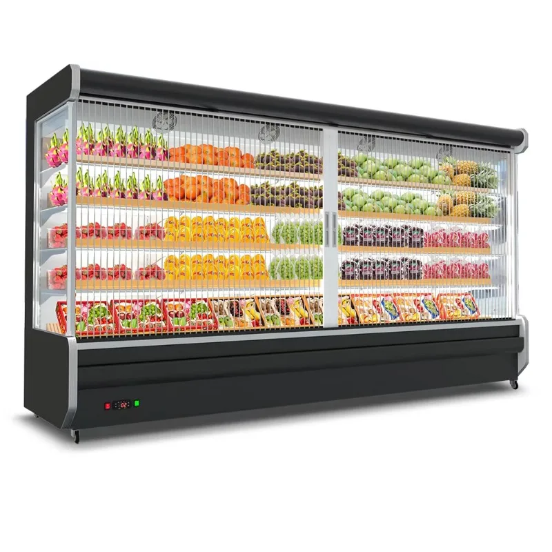 vegetable cabinet fruit open water chiller display chiller supermarket display air curtain refrigerator