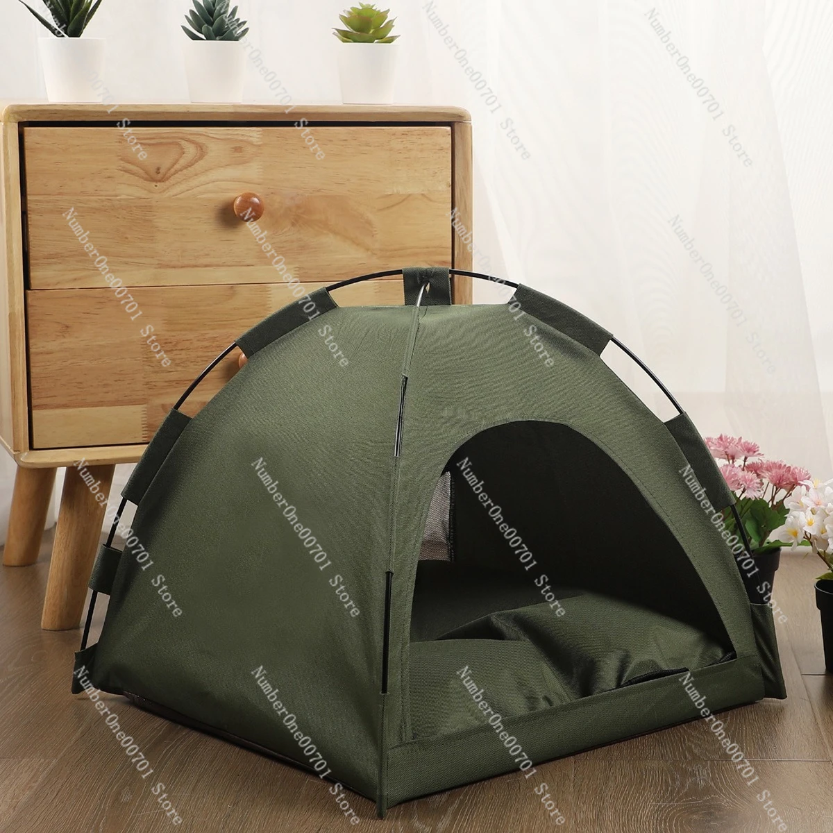 Summer Cooling Pet Mat & Tent - , Portable Outdoor Pet Bed, Breathable & Simple Design Cage