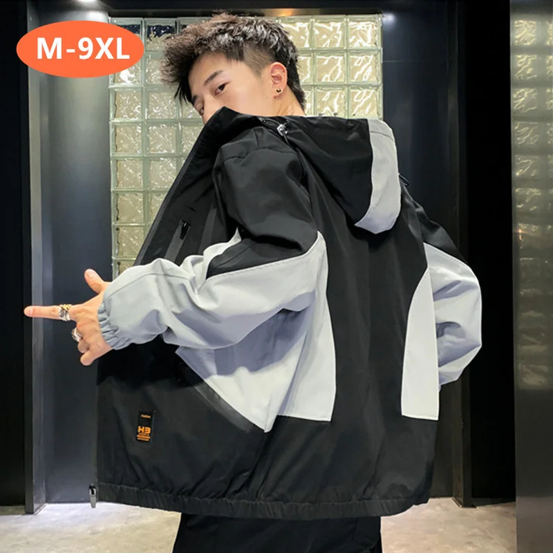 Men Jacket Windbreaker Black Autumn Plus Size 5XL 6XL 7XL 8XL 9XL Clothing Students Teeagers Korean Loose Sports Bomber Coat