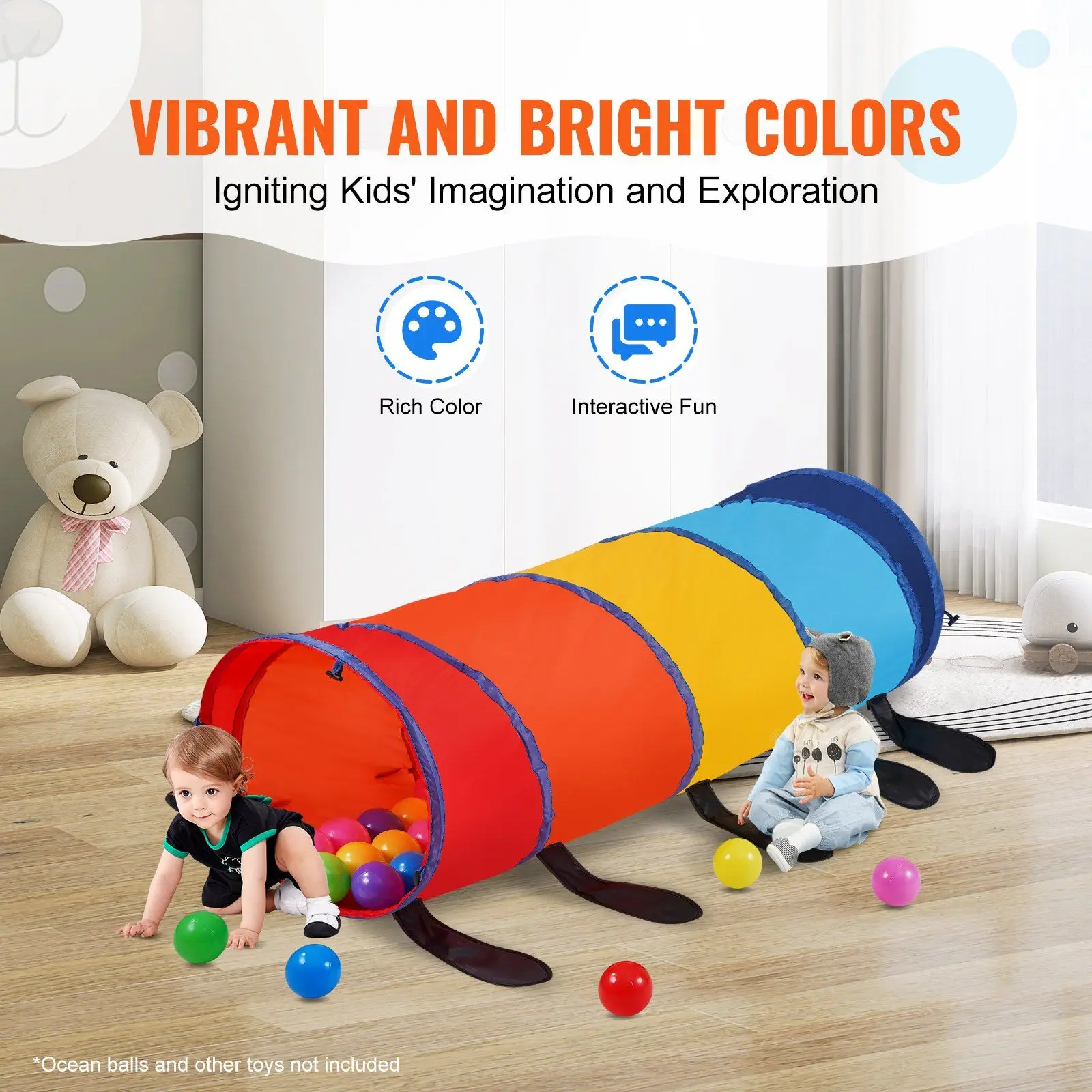 

Multicolor for Baby or Pet, Collapsible Gift Indoor and Outdoor Game Kids Play Tunnel Tent for Toddlers