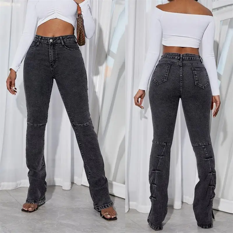 

ZT60345 High Waist Denim Jeans Women's Faionable Long Pants Traceable Cross-Border Trade High Quali Ladies' Jeans