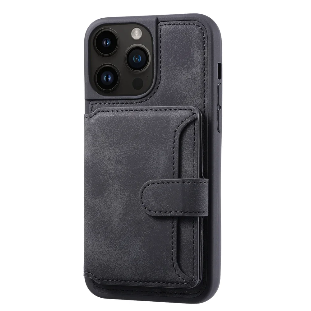 Fashion Leather Case for iPhone 16 15 14 13 12 11Pro Max Plus Pro Back Protective Shockproof Card Holder Cover for iPhone 16 Pro