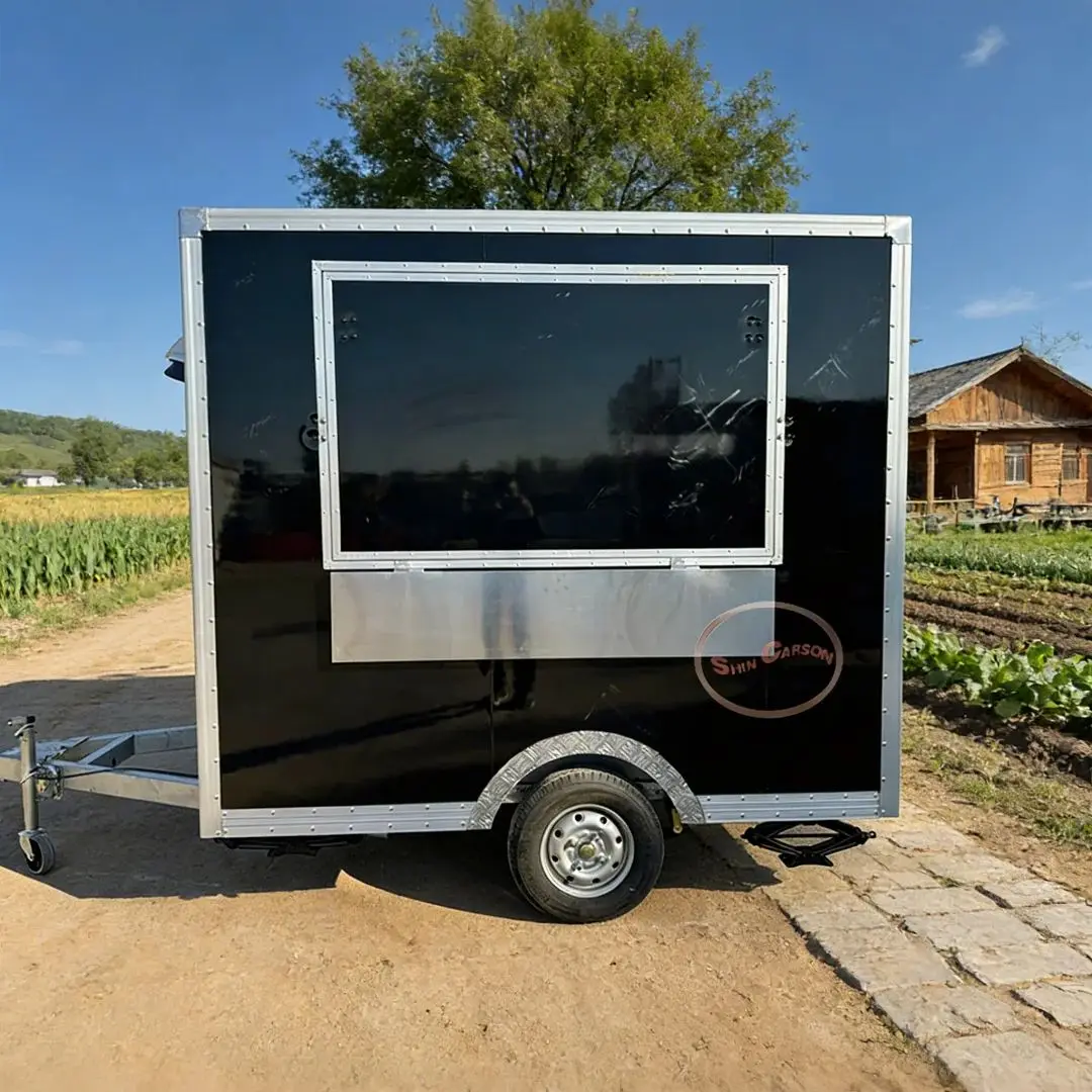 Fiberglass Mobile Food Cart for Outdoor Business with Foldable Awning And Cooking Appliances Commercial Catering Trailer