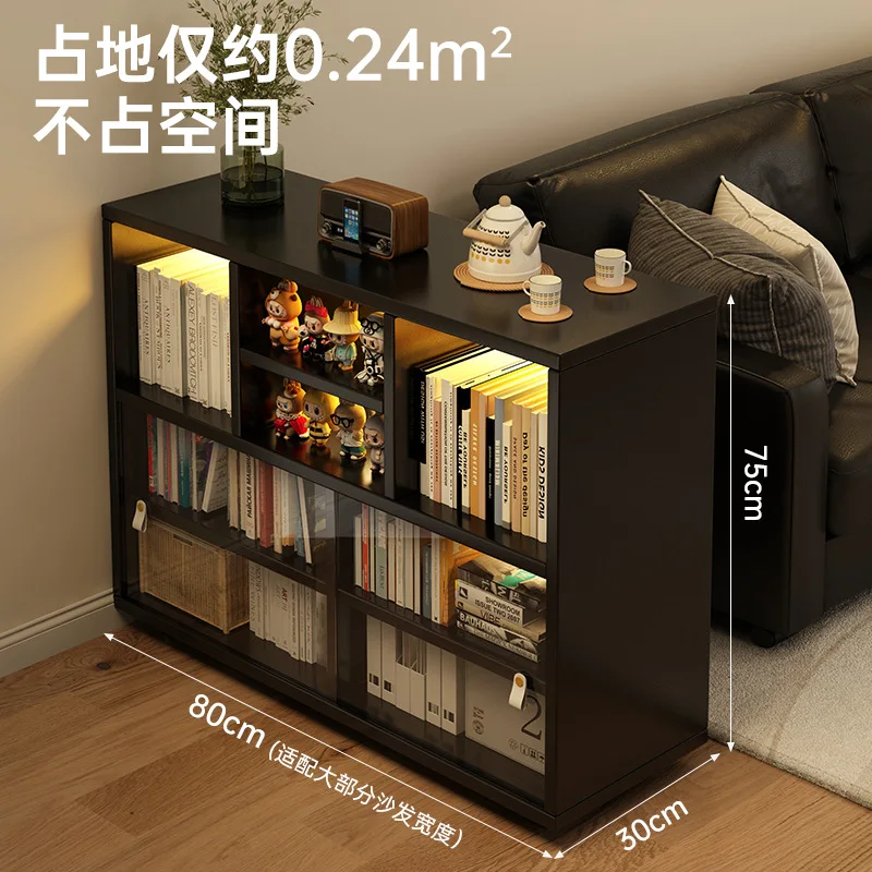Solid wood bookshelf storage cabinet integrated cabinet, living room side cabinet, dustproof bookshelf home storage cabinet
