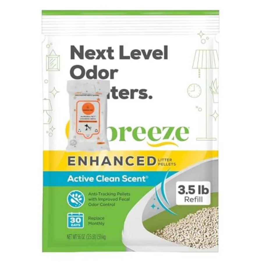 

Cat Breeze Enhanced Cat Litter Pellets - Active Clean Scent, Refill 3.5 lb with Wipes