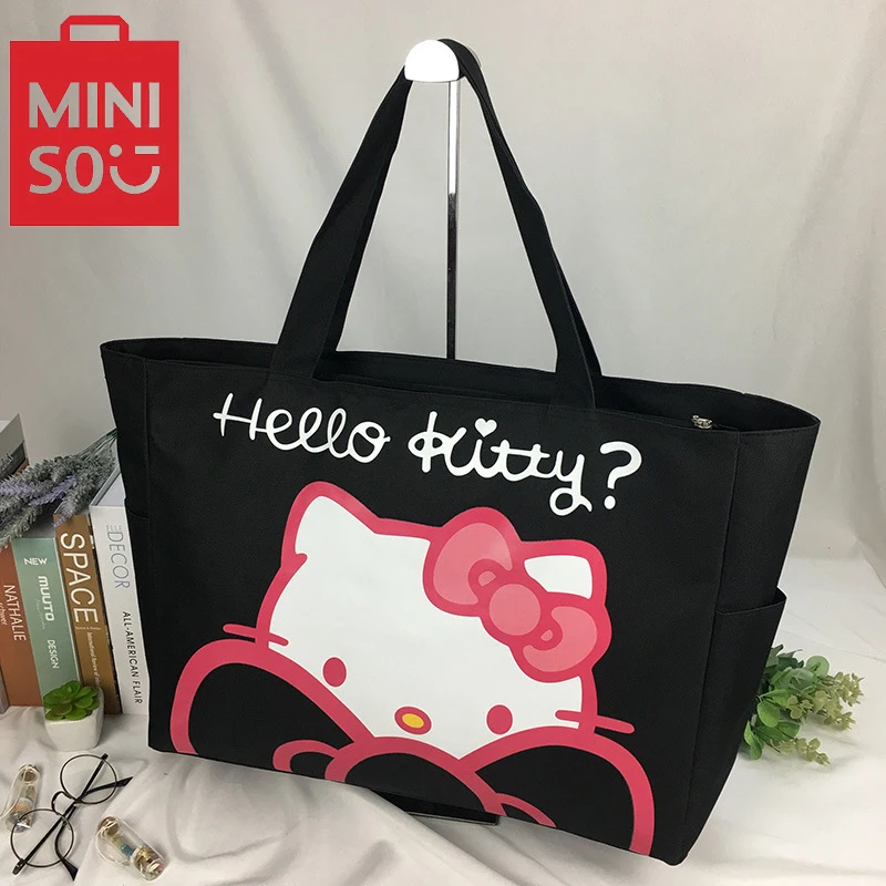 MINISO Hello Kitty Shoulder Bag Women\'s Fashion Printed Large Capacity Handbag Foldable Shopping Bag Storage Bag