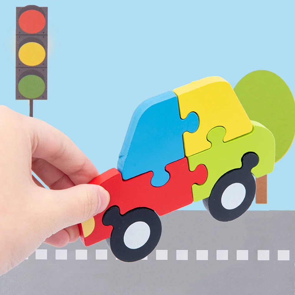 5pcs Wooden Puzzle For Kids Cartoon Car Plane Rocket Locomotive Ship Aircraft 3D Educational Jigsaw Brain Teaser Game