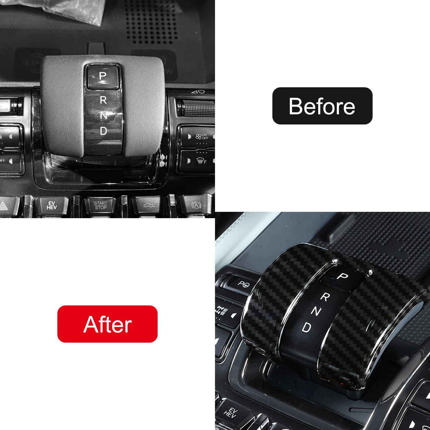 ل BYD القرش 6 2024-2025 اكسسوارات السيارات الداخلية ألياف الكربون ABS والعتاد التحول المقبض تراكب غطاء الكسوة ديكور 1 قطعة