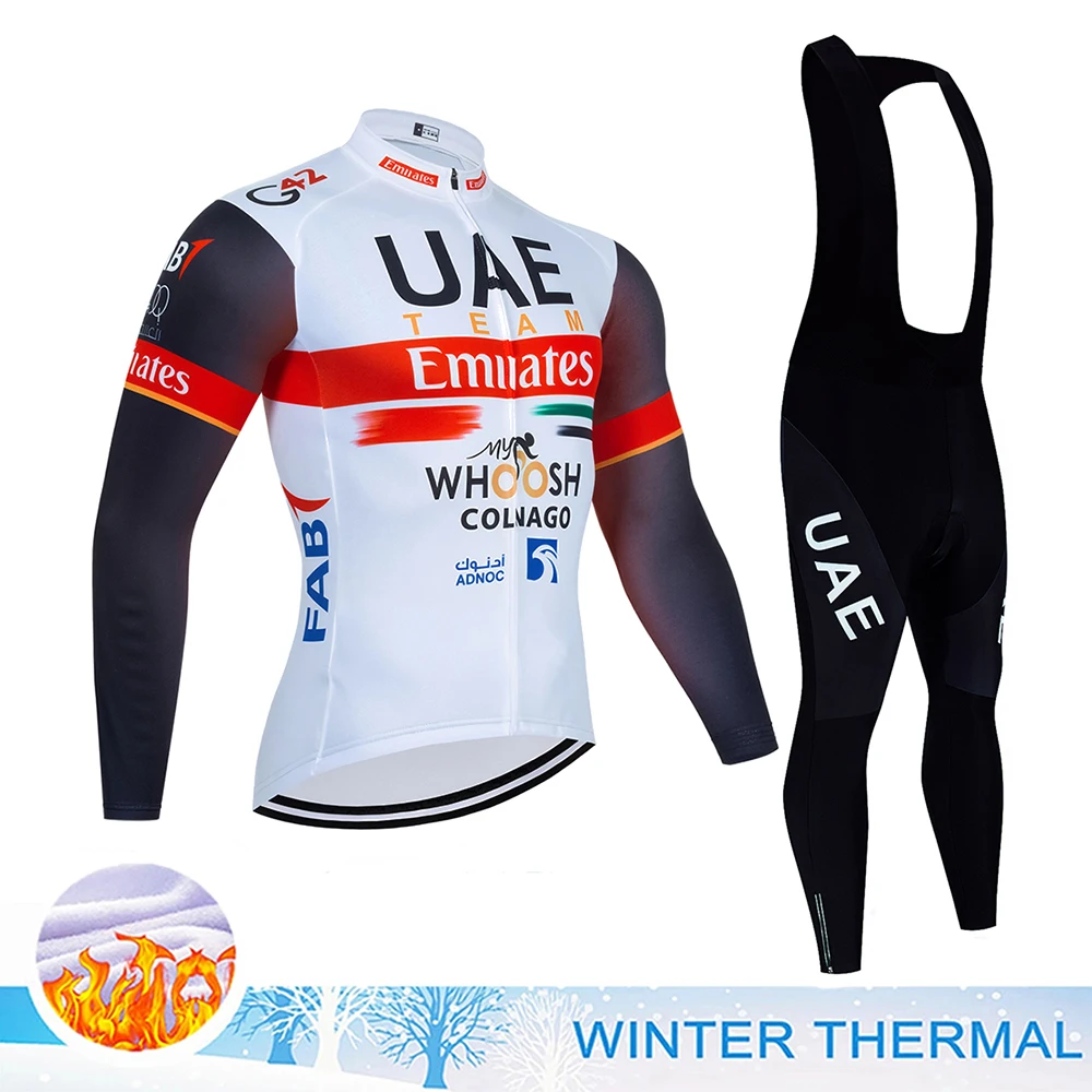 UAE Cycling Sets for Men Winter Cycling Set Man Mtb Clothing Men Bicycle Clothing Men's Winter Riding Suit Road Bikes Bib Shorts