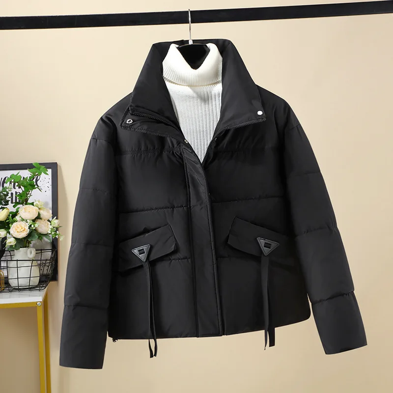 

Парки, женское пальто, теплая толстая куртка на молнии с воротником-стойкой, однотонная теплая верхняя одежда с длинными рукавами, повседневная свободная одежда на осень-зиму