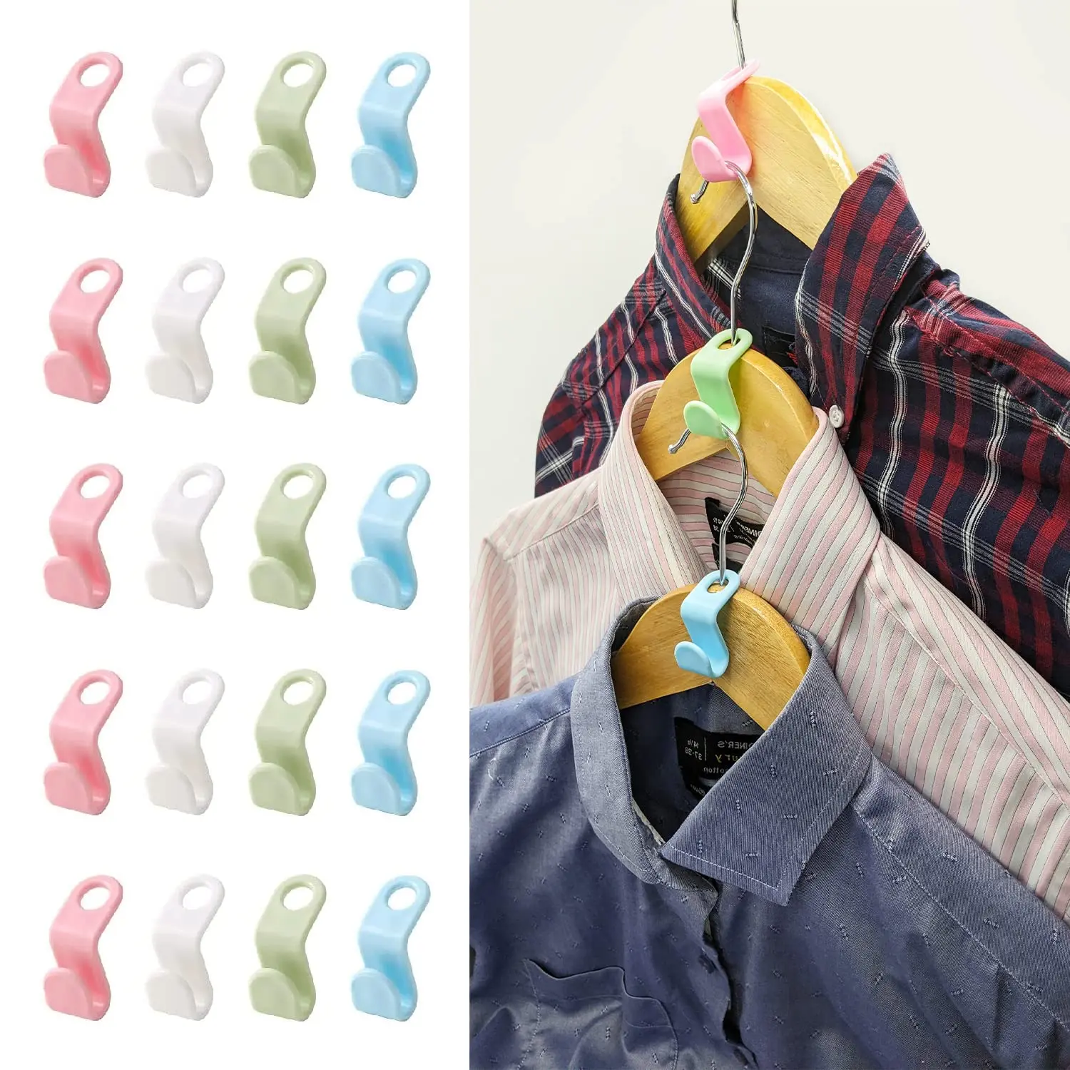 

1/5Pcs Clothes Hanger Connector Hooks Hanger Extender Clips Cascading Clothes Hangers for Heavy Duty Space Saving Cascading Conn