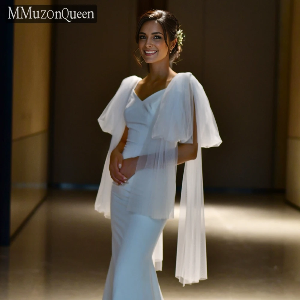 

TOPQUEEN свадебная шаль со съемными рукавами и открытыми плечами, короткое вечернее платье для невесты, куртка с рюшами, сделай сам, настраиваемая MG23