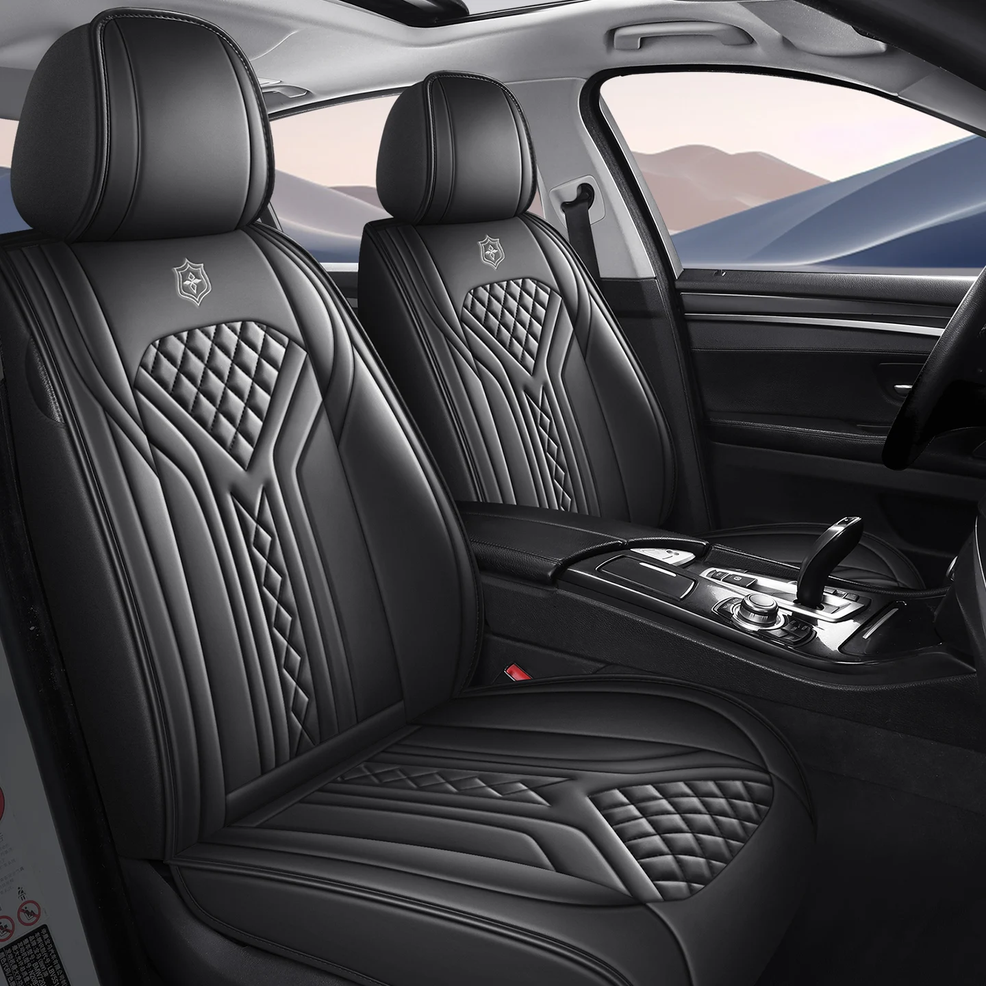 

PU Leather Car Seat Covers Full Coverage Split Headrest Soft Sponge Filled Comfortable Wear Resistant Non Slip Premium Quality