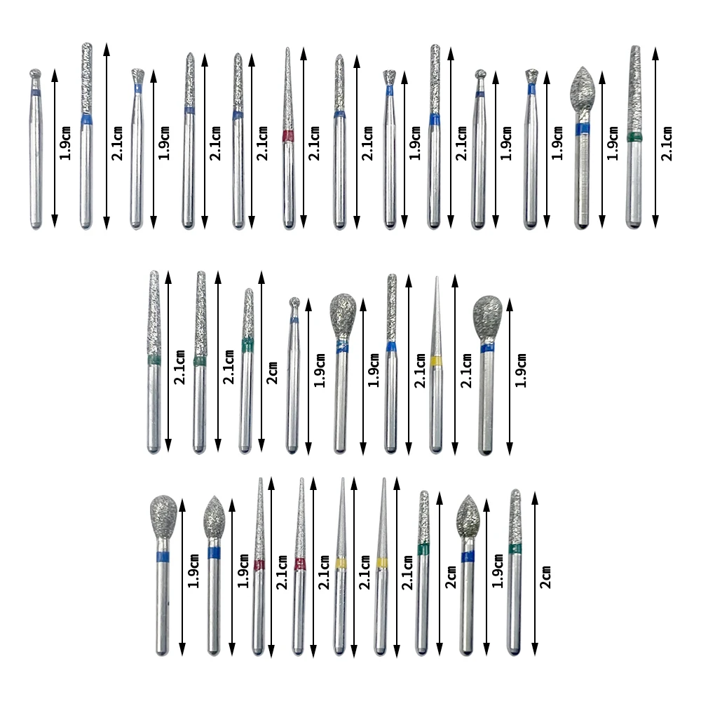 30 Pcs/Set Aluminium Dental Burs Grinding Head Kit With Holder Burs For High Speed Handpiece Turbine Burs Disinfection Box