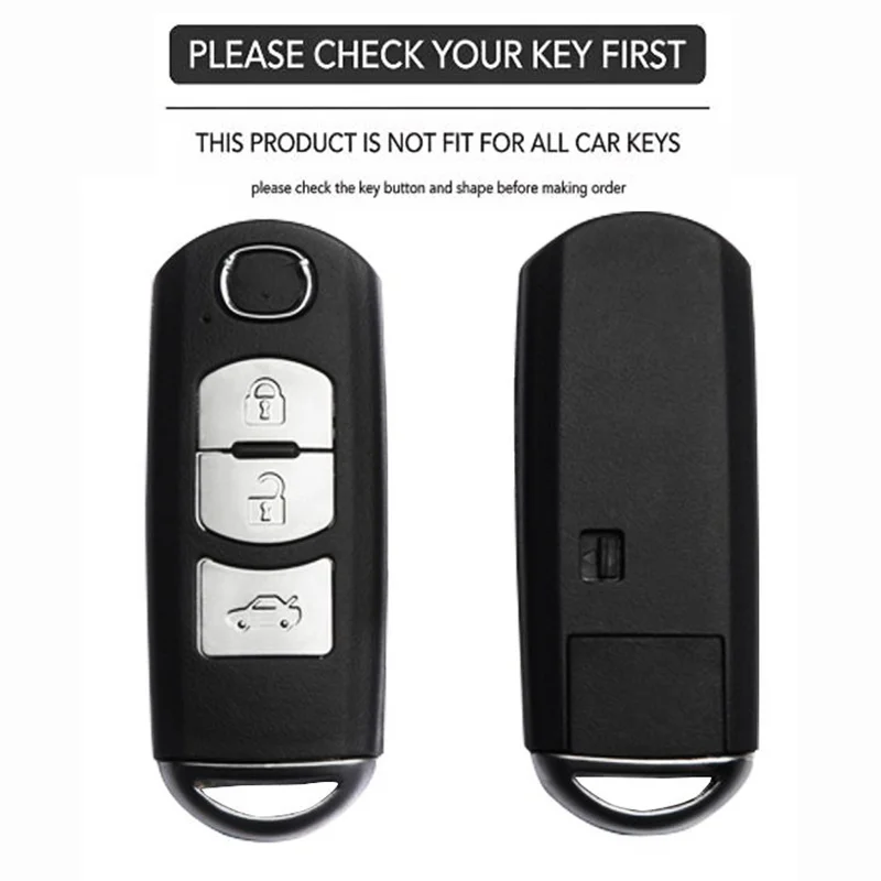 Leather Car Remote Key Cover for Mazda 2 3 6 Atenza Axela Demio CX-5 CX5 CX-3 CX7 CX-9 2015 2016 2017 2018 2019 Case Holder Fob view 2