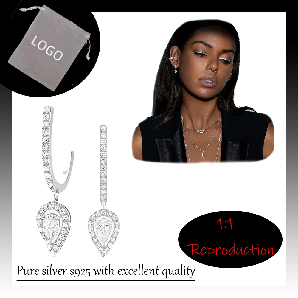 

Luxurious high-end classic pure silver s925 Messik elegant JOY PEAR DIAMOND series diamond fashionable women's earrings