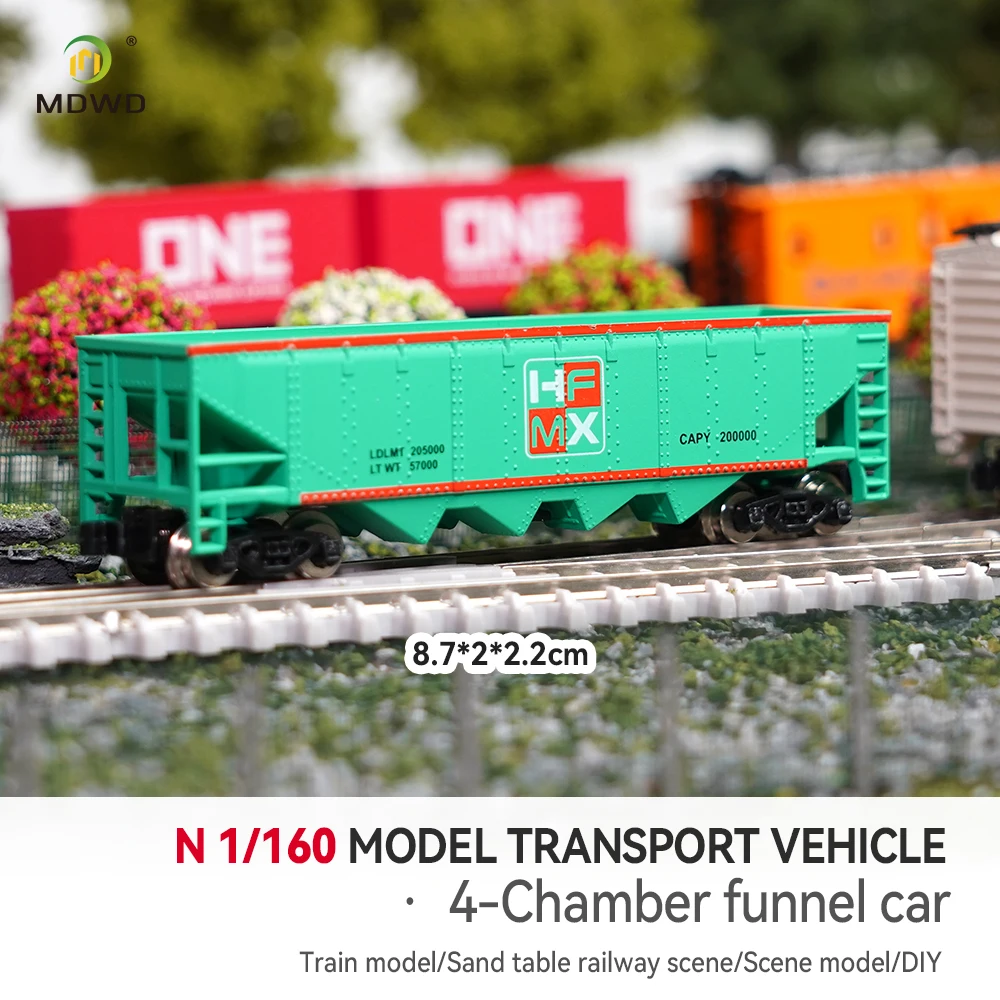 Transport vehicle N type scale train model 1/160 scale 20-foot flat funnel car metal wheel simulation container truck