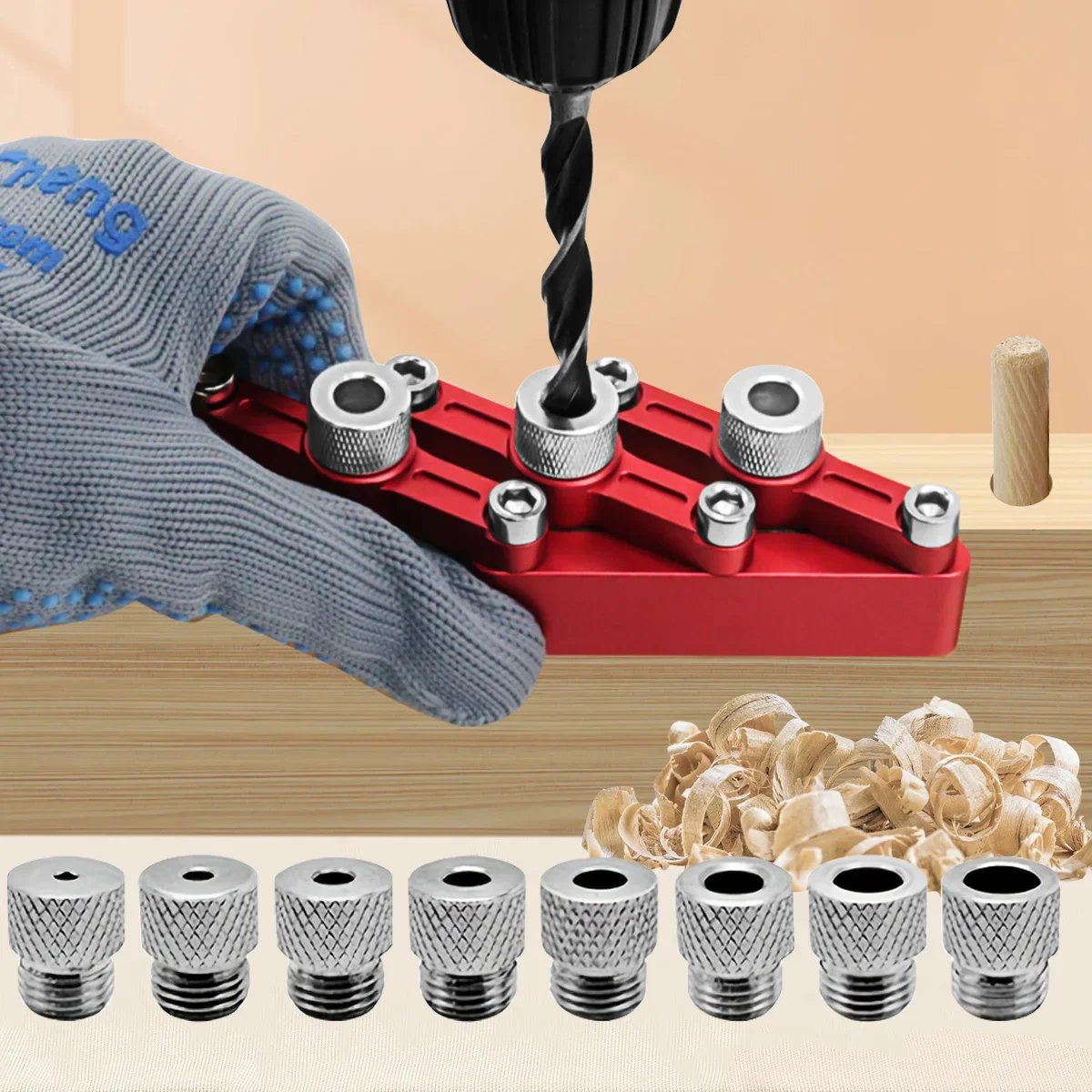 Alloy Positioner Locator Tool Kit W/3-10mm Drill Sleeves, Self Centering Doweling Jig Woodworking Joinery Hole Drill Guide