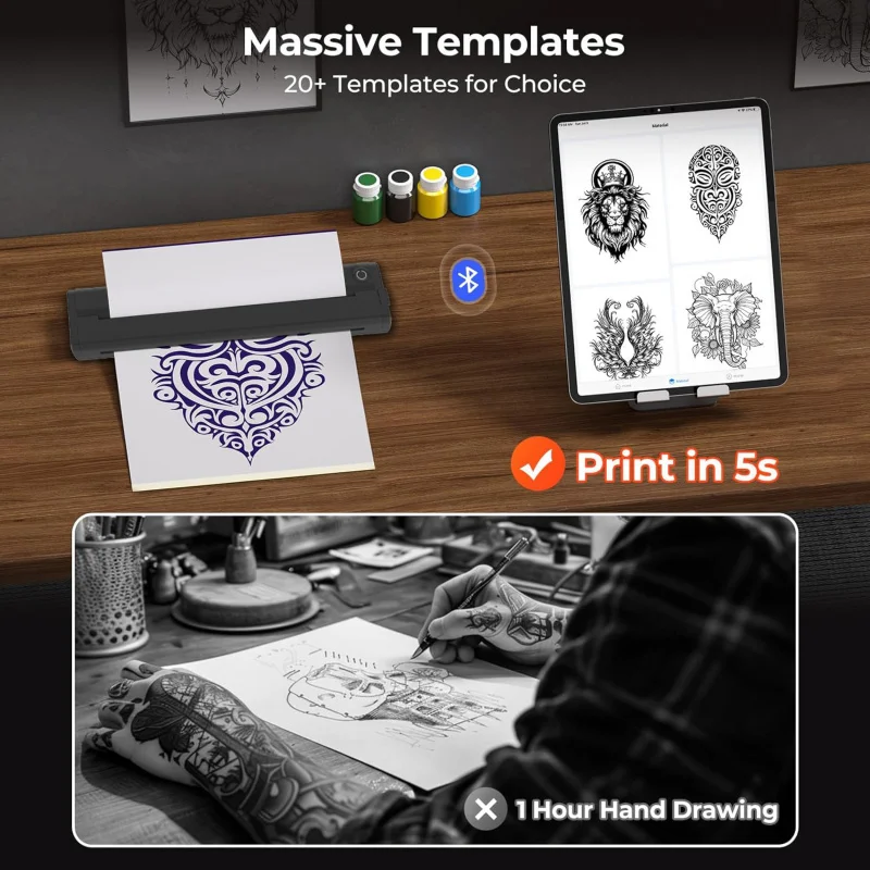 Customized-Border Hot-Selling Thermal Tattoo Printer A 133.2cm Inch 203dpi Portable Professional Tattoo Transfer Mach