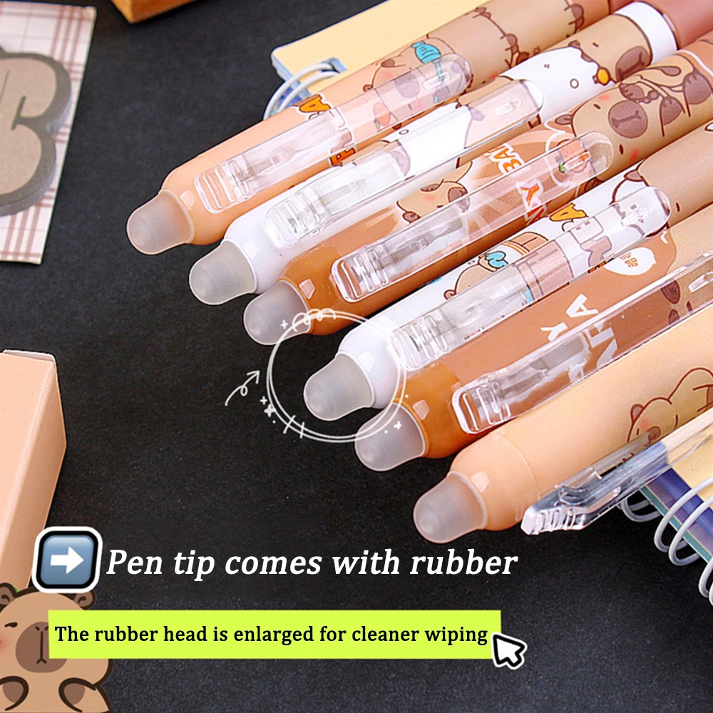 

Гелевые ручки с милым рисунком капибары, 0,5 мм, гладкие нейтральные ручки, быстросохнущие студенческие канцелярские принадлежности, синяя гелевая ручка