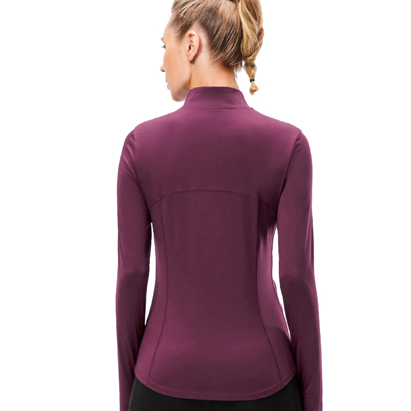 2022 Quick Dry Half Zipper Running Sweatshirts Women GYM Fitness Sports Slim Fit Yoga Shirts Long Sleeve Training Tops Customize