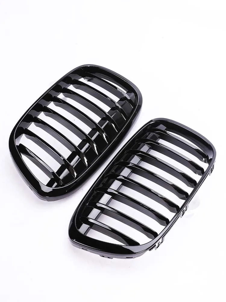 Gloss Black Carbon M Design Grille for BMW X1 F48 F49 2016-2019 XDrive Car Front Upper Kidney Bumper Shadowline Grill