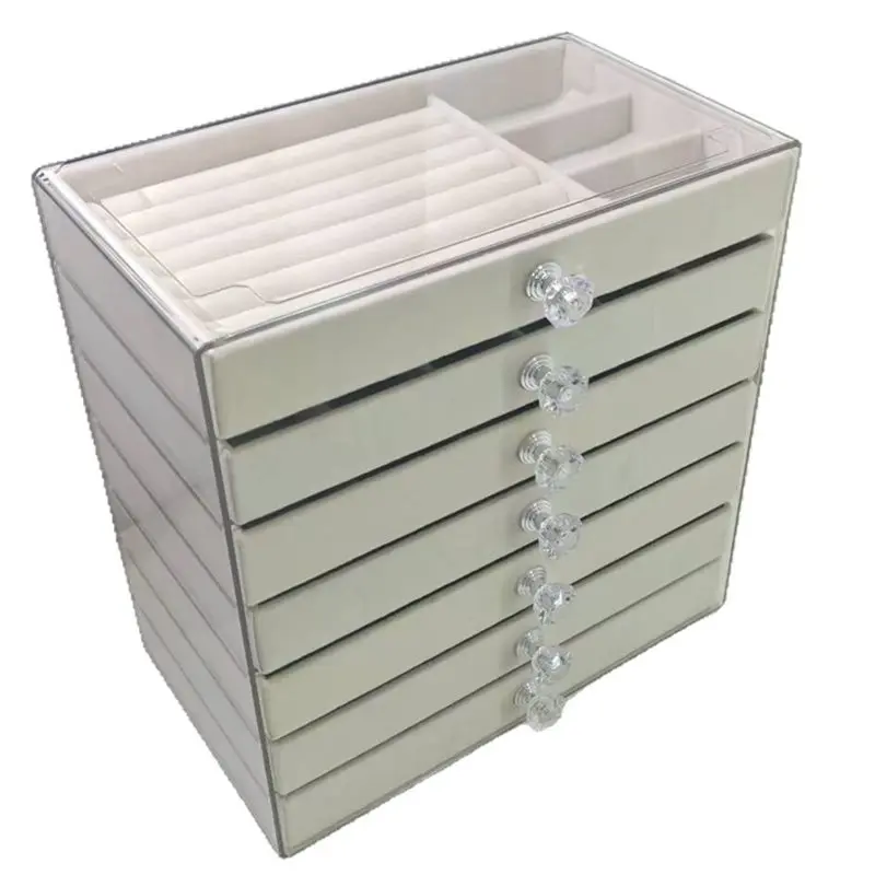 

A96I-Transparent PET 7-Tier Jewelry Box For Earrings, Necklaces, Rings- Drawer Storage Organizer And Accessories Display Stand