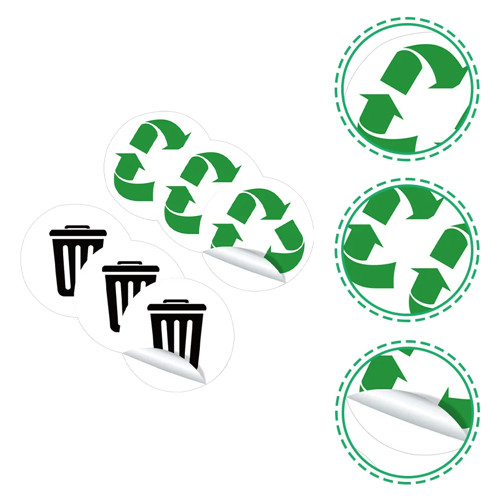 3 sets PVC prullenbak recycling stickers afvalclassificatie etiketten voor bakken containers deksel gemakkelijk te gebruiken waterdicht