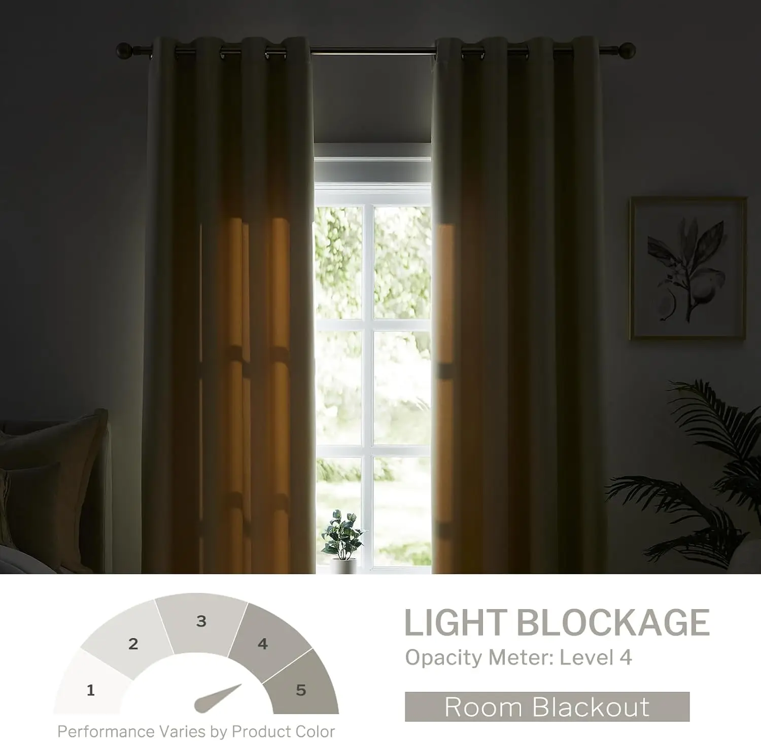 2 Panels Set Cotton Blackout Curtains with Grommet Thermal Insulated Window Curtains for Bedroom And Living Room