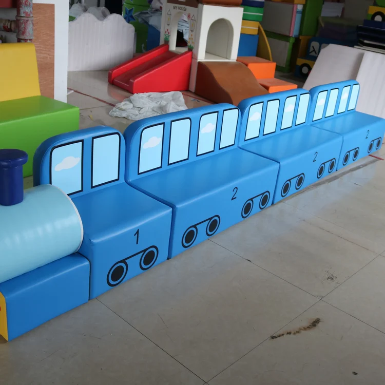 High Quality Children's Thomas Train Sofa Indoor Soft Playground  Wooden PU Material for Game Area