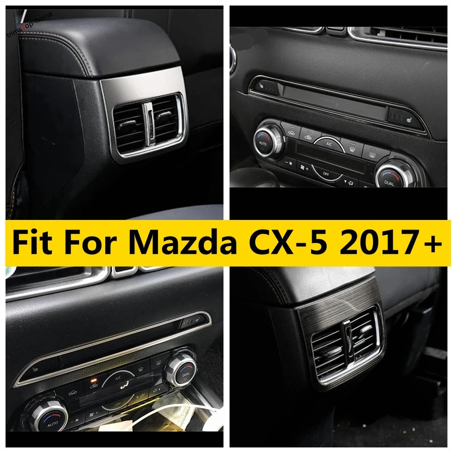 Fit For Mazda CX-5 2017 - 2023 CD Decoration Panel / Rear Console Air Conditioner Vent Outlet Frame Cover Trim Stickers Styling