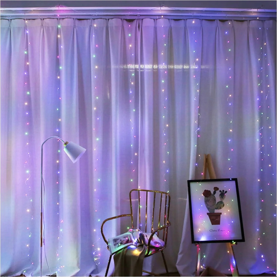 Remote Control 200 Led Curtain Lights – Usb, 3X2M, 8 Modes for Christmas and Weddings (Color)