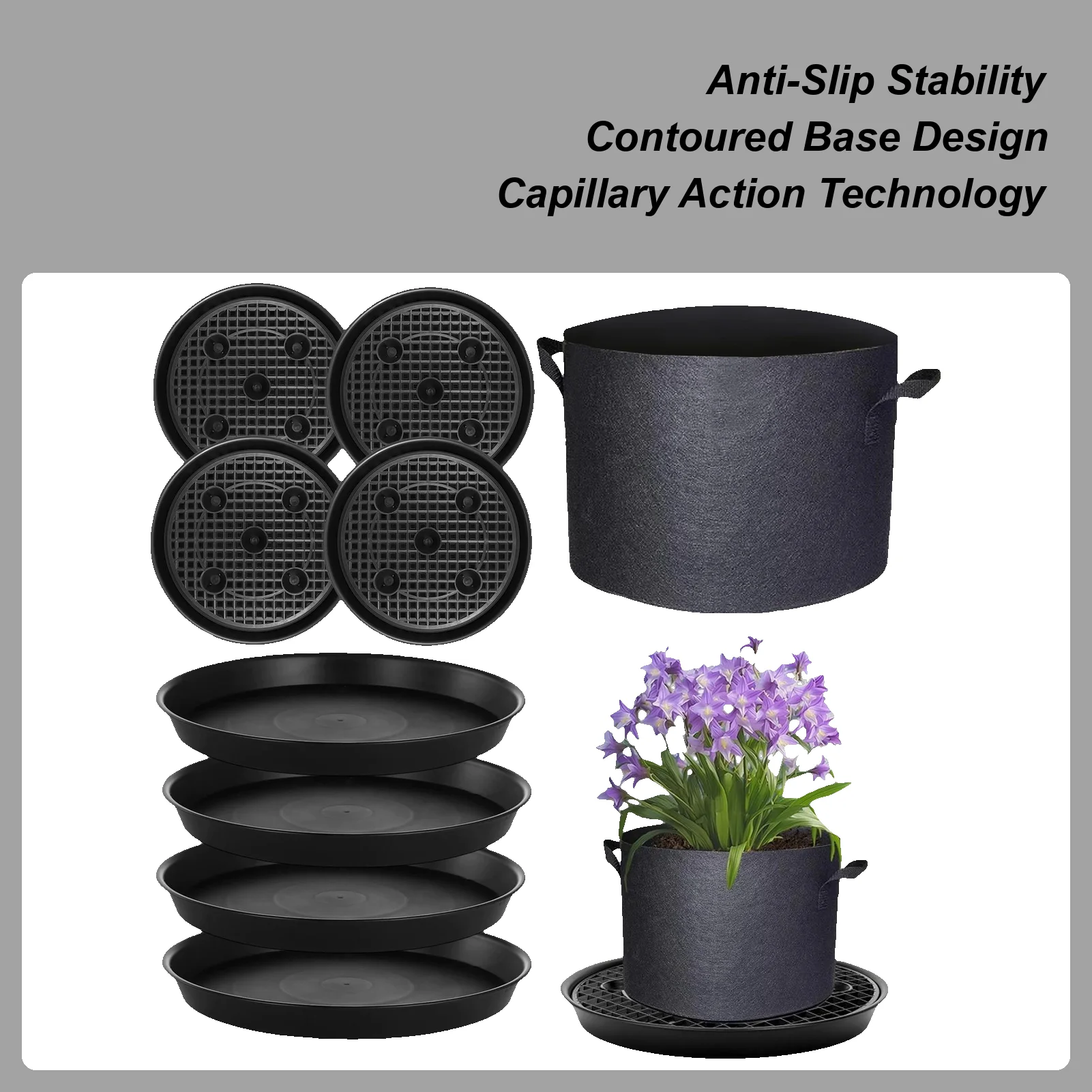 

Self Watering Plant Saucer Flower Pot Leakproof Fabric Self Irrigation Plant Tray Stand for Indoor Garden Decorative