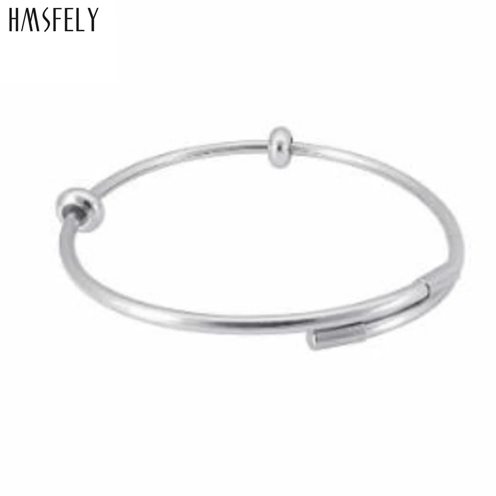 

HMSFELY Stainless steel Bracelet For Women DIY Spencer Beads Charm Bracelets adjustable Bangles