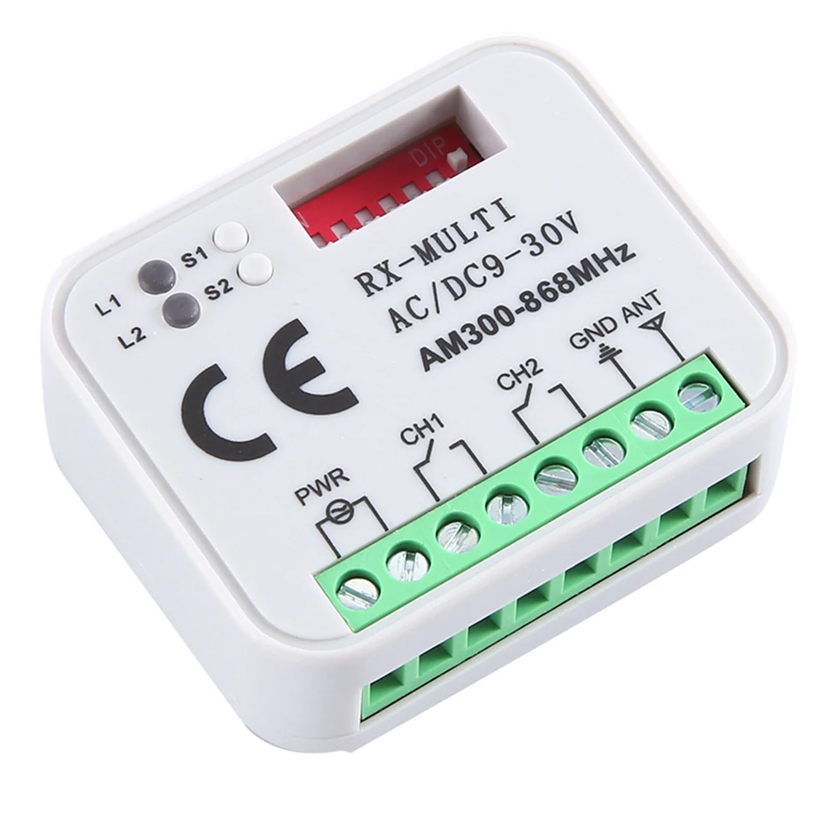 Receptor universal rx multifrequência 300-868mhz, 2 canais 12v 24v, módulo de relé, controle remoto para porta de garagem, 433.92mhz 868mhz