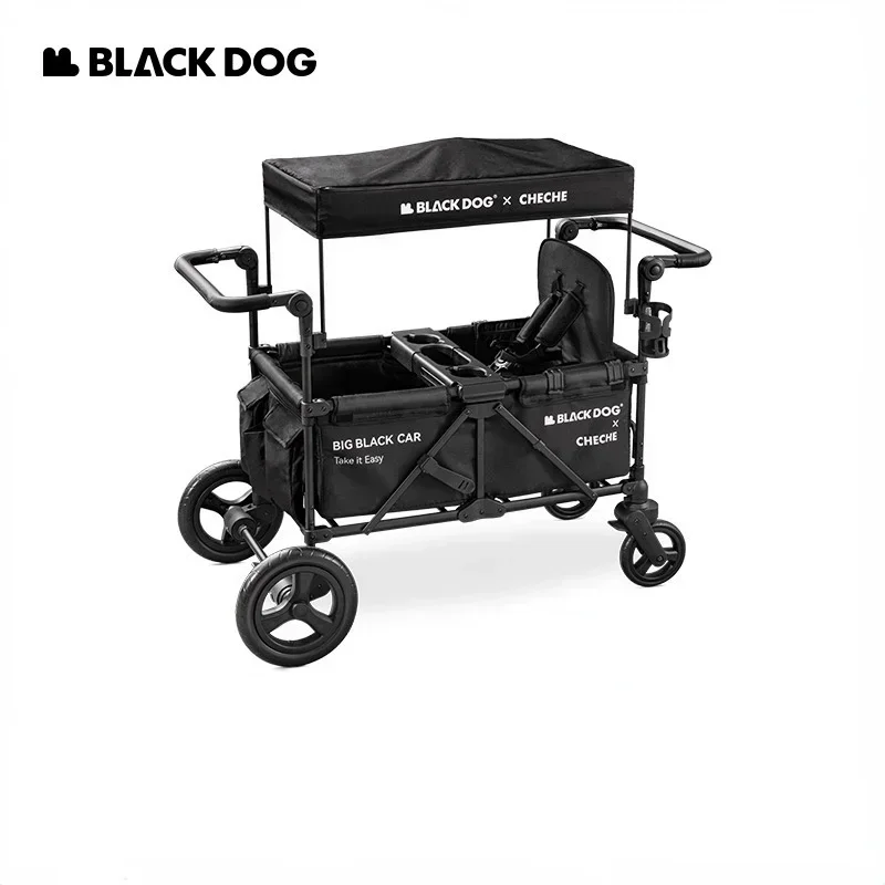 Blackdog Camping Wagon Lounge Folding Beach Cart Food Serving Trailer Collapsible Large Wheels Push Dolly Wheelbarrow Trolley