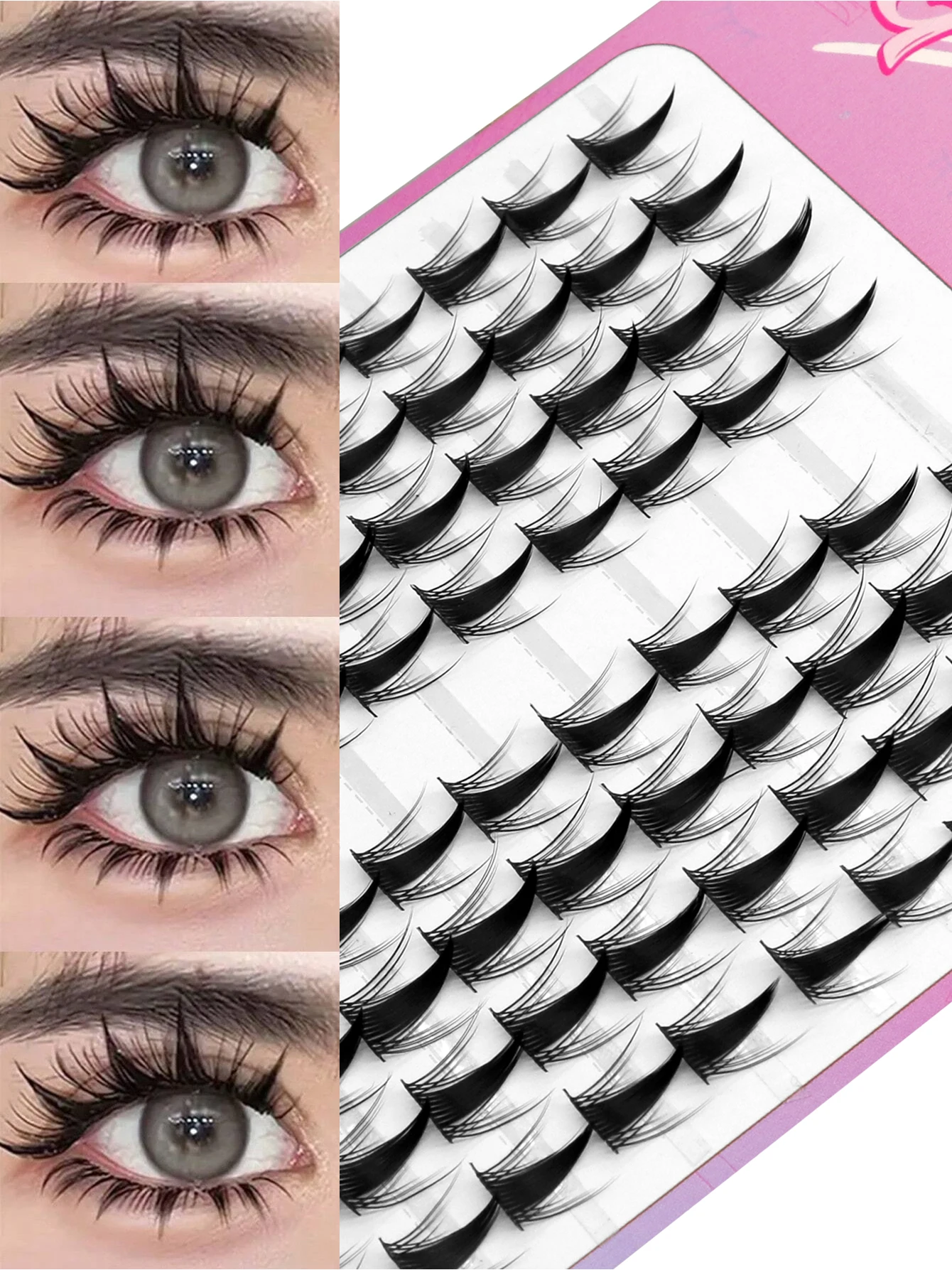 GROINNEYA  DIY Eyelashes Natural Eyelash extension Cluster Natural Look Individual Lashes Mixed Tray Lashes Cluster Lashes