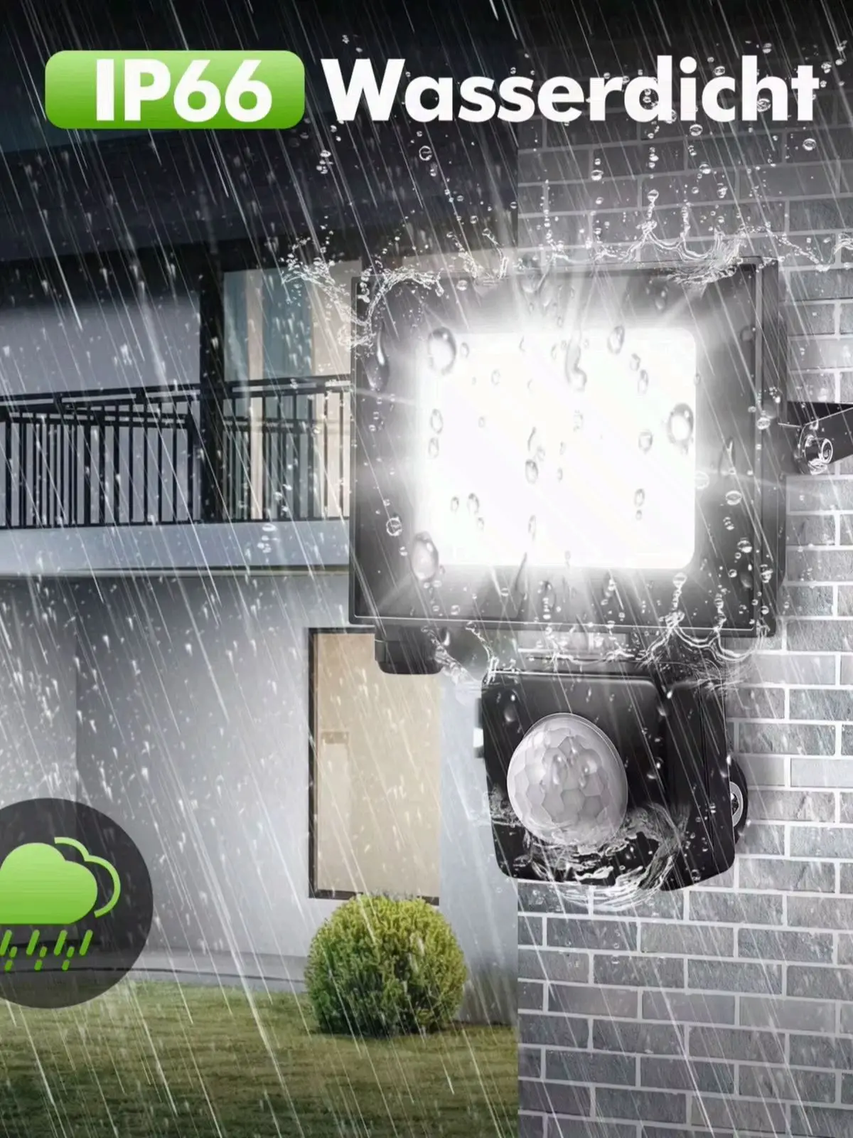 LED-Flutlicht mit Bewegungssensor für den Außenbereich, wasserdicht, 10W-200W, ultrahell, geeignet für Gärten, Terrassen und Straßen, Sicherheitsscheinwerfer