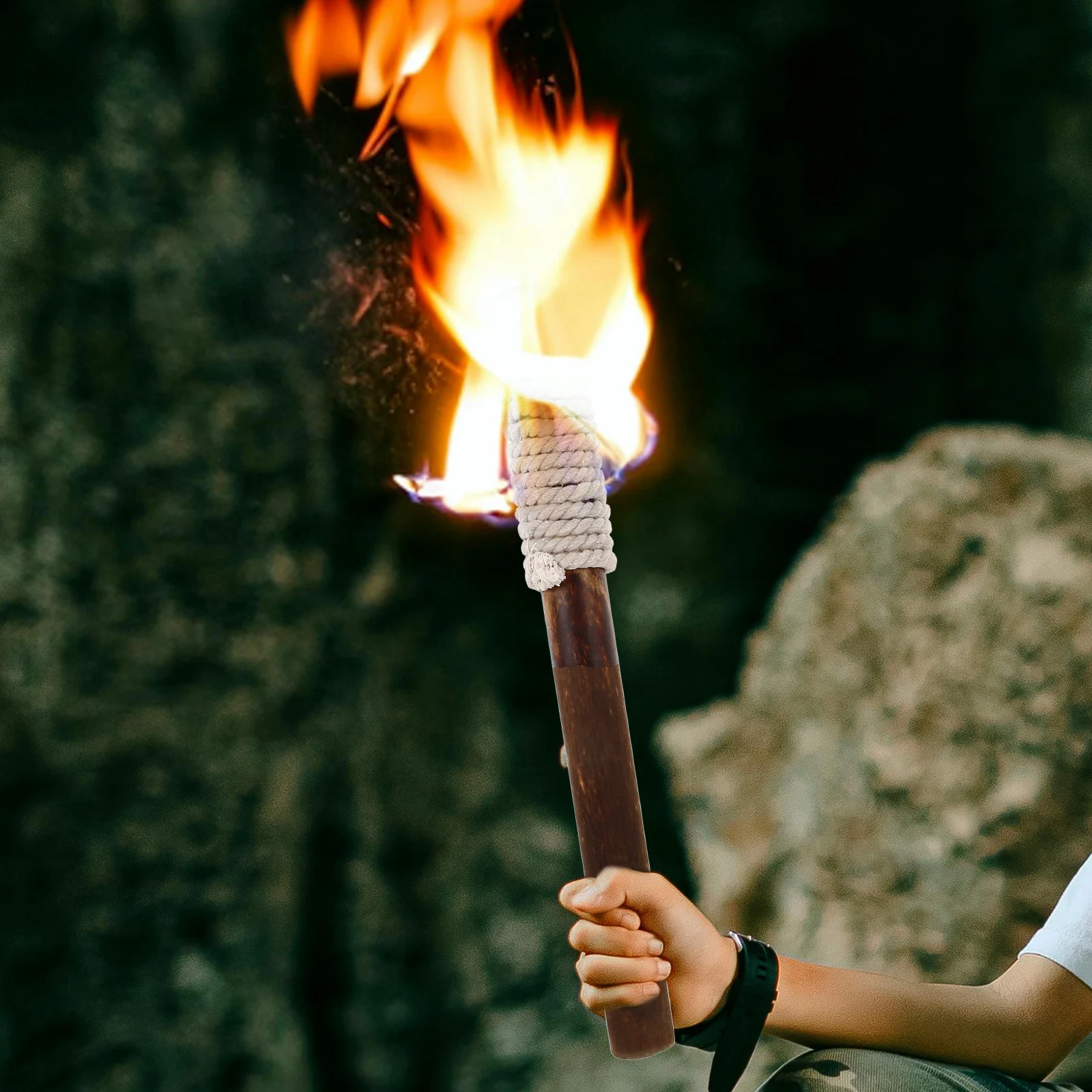 

Wood Garden Wood Landscape Lighting Decoration Fire Handheld Torch Lamp Pathway Fire Torch For Landscape Lawn Yard