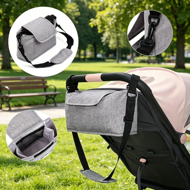 

Baby stroller storage organizer bag, multifunctional shoulder mom's bag, large-capacity stroller hanging bag with bottle holder