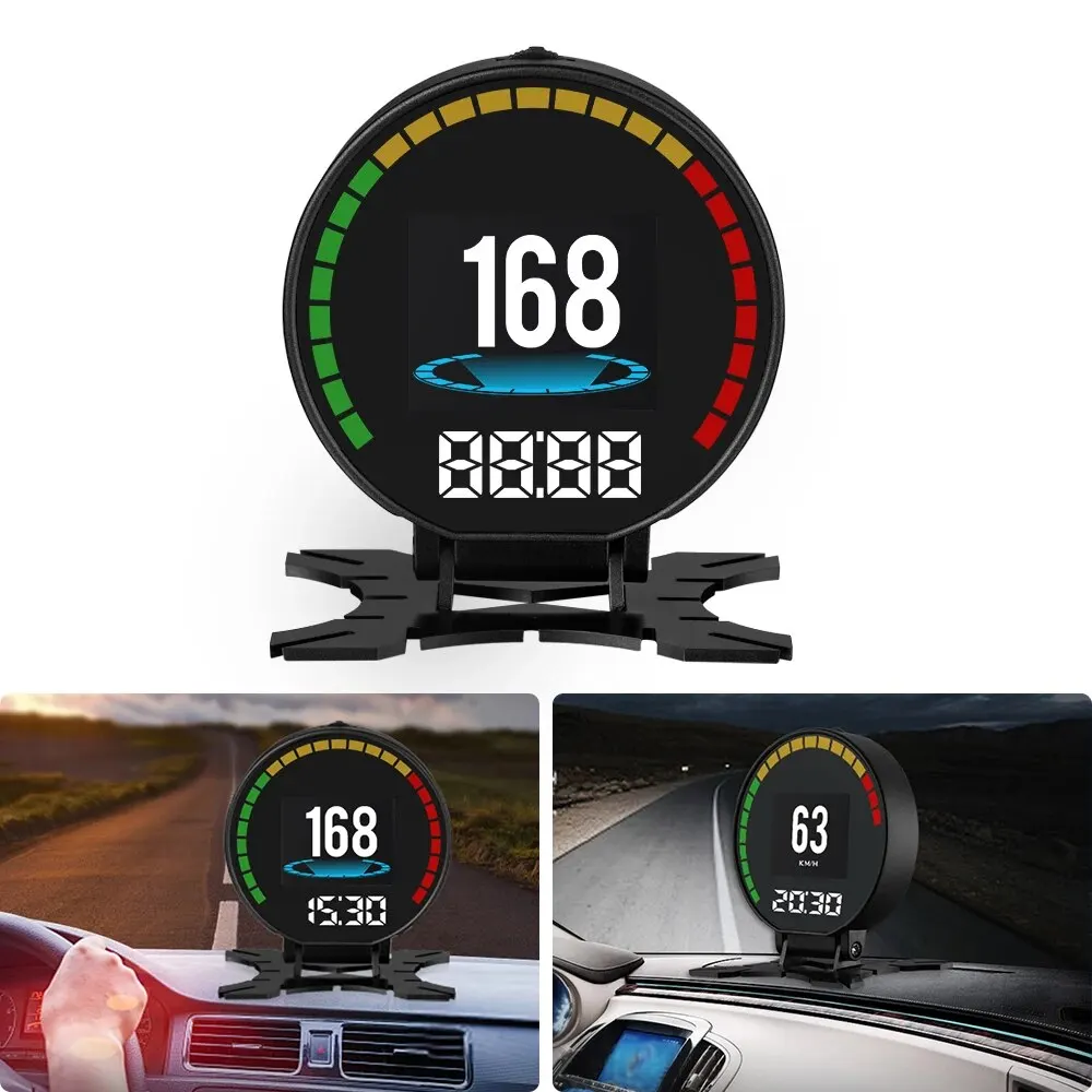 AD P15 Head-Up Display Car OBD HUD Digital Speedometer RPM Voltage Boost Turbine Pressure Oil Water Temp Gauge Overspeed Warning