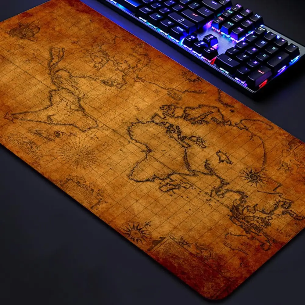 

Old Map Deskmat Popular Large Mouse Pad 900x400 Deskpad Computer Mousepad XXL Rubber 4mm PC Table Mat Locking Edge Dropshipping