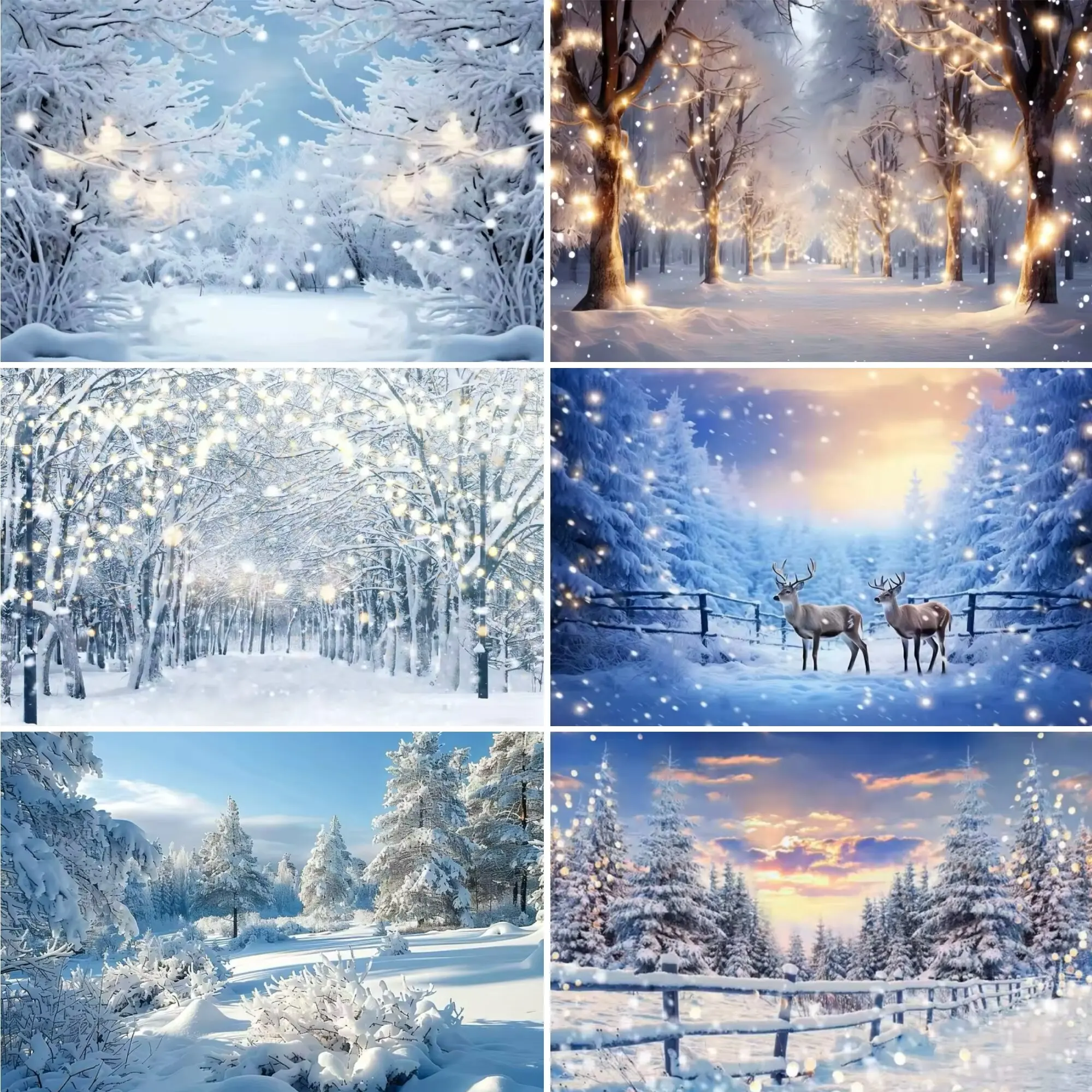 

Winter Wonderland Snow Scene Background Snow Mountain Forest Christmas Party Decoration Tree Landscape Portrait Photography