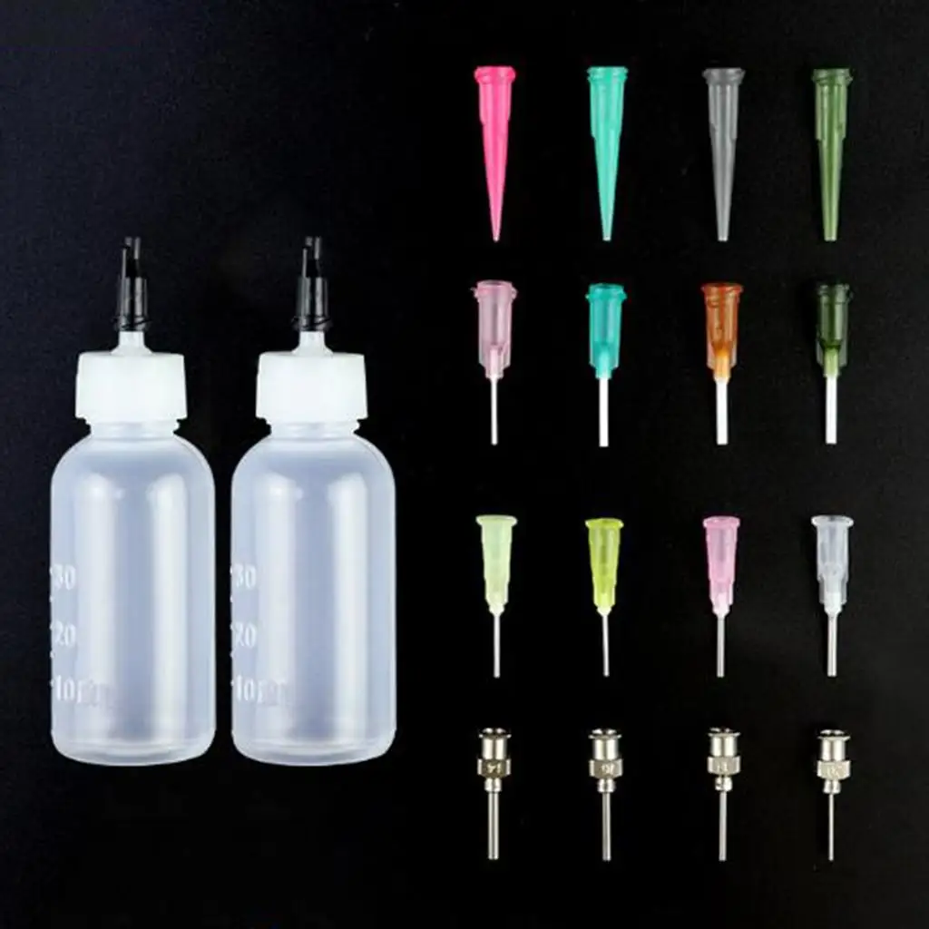

Precision Dispensing Needle Applicator Set with Stopper Caps for Paint Pigment and Crafting