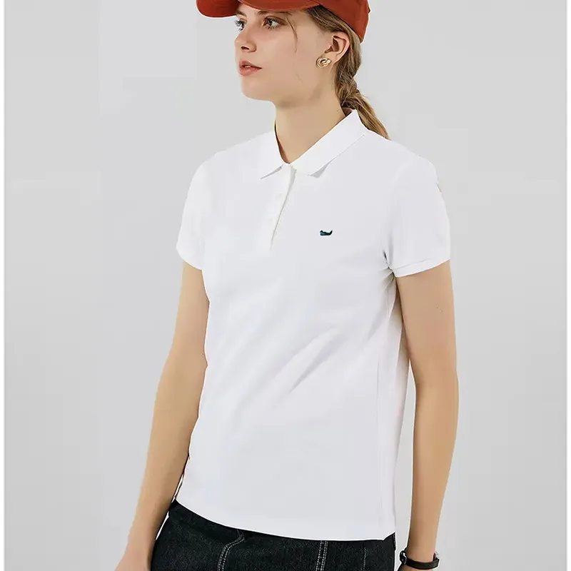 100% Cotton Women's Clothing Summer Ladies Short Sleeve Casual Polo Shirt Tops Lapel T-shirt Sportswear S-4XL