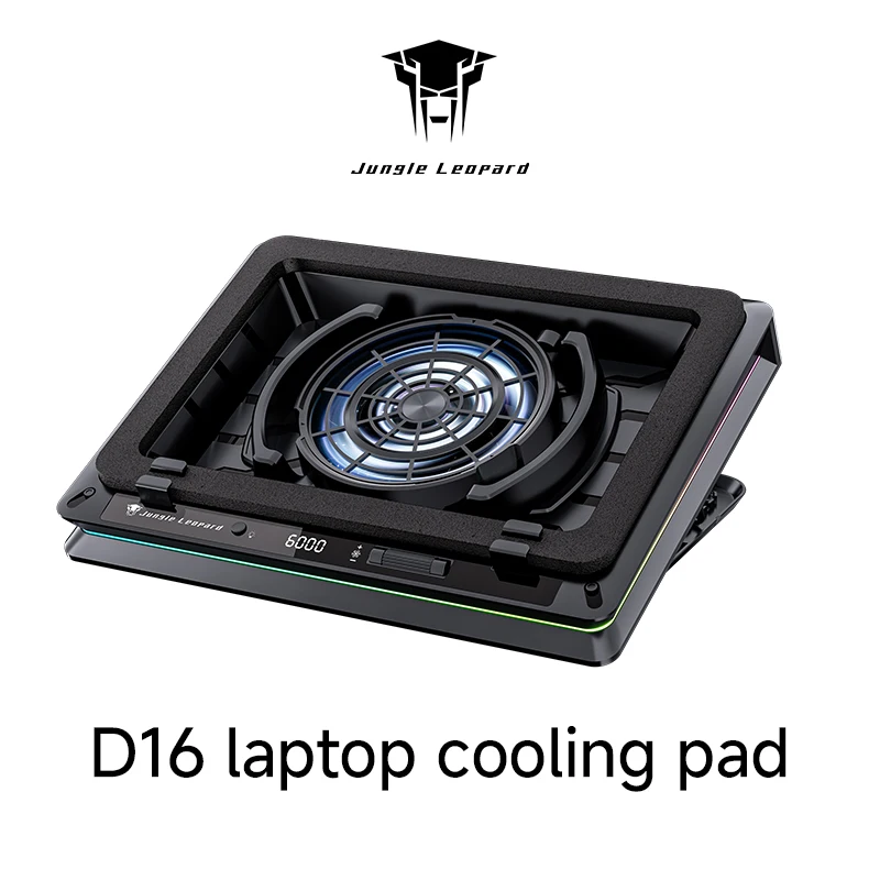 Jungle Leopard D16 2026 New Turbo Blower Laptop Cooling Pad, Silent Pressure-Type Cooler with ARGB Lighting for 15.6" Gaming